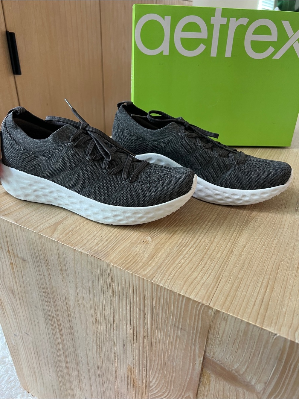 Aetrex Men’s Charcoal Knit Slip-On Sneaker with White Sole